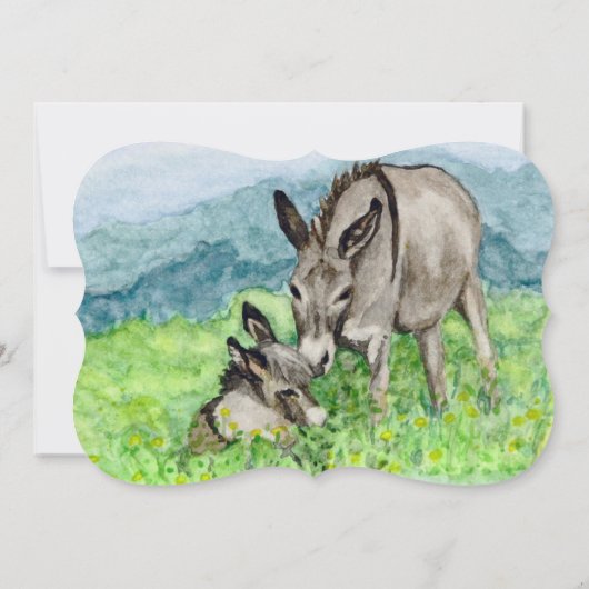 Einladung für Miniatur-Donkey-Babydusche (Rückseite)