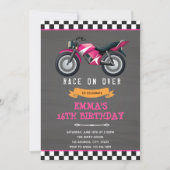 Einladung für Motormädchen rosa Geburtstag (Vorderseite)