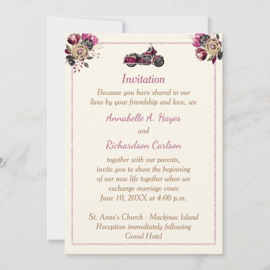 Einladung für Motorradfahrer zur Hochzeit (Vorderseite)