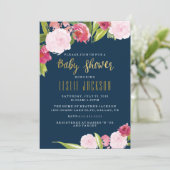 Einladung für Navy- und Gold-Baby-Dusche (Stehend Vorderseite)