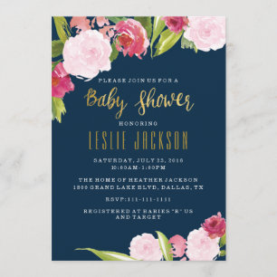 Einladung für Navy- und Gold-Baby-Dusche