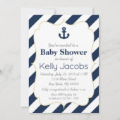Einladung für Navy und Gold Nautical Baby Shower (Vorderseite)