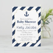 Einladung für Navy und Gold Nautical Baby Shower (Stehend Vorderseite)