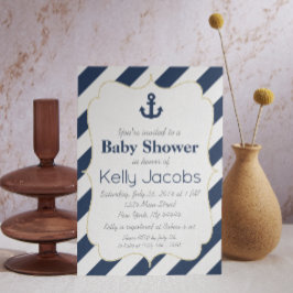 Einladung für Navy und Gold Nautical Baby Shower