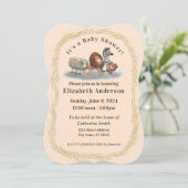 Einladung für niedliche Tierbabydusche (Stehend Vorderseite)