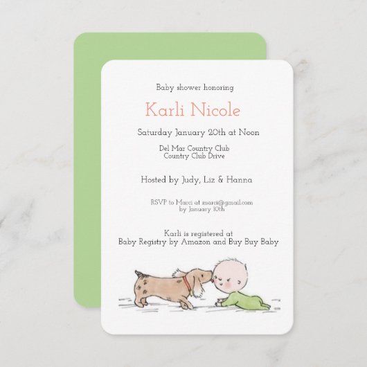 Einladung für Puppy Themed Baby Dusche (Vorne/Hinten)