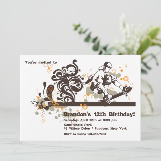 Einladung für Skateboarder (Stehend Vorderseite)