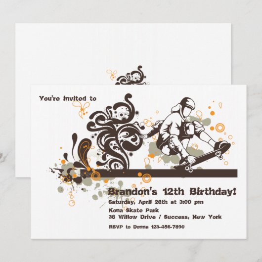 Einladung für Skateboarder (Vorne/Hinten)