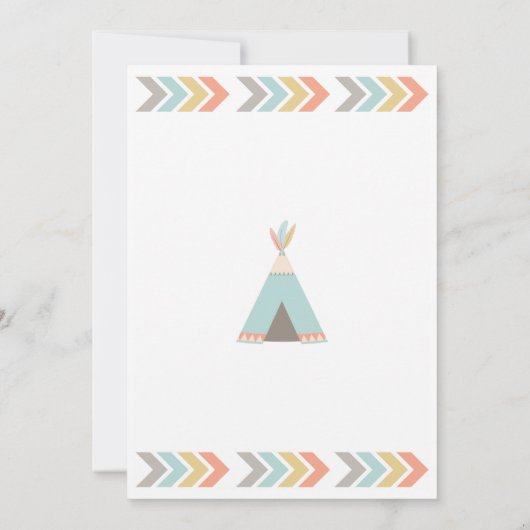 Einladung für Tribal Baby Shower | Teepee Sprinkle (Rückseite)