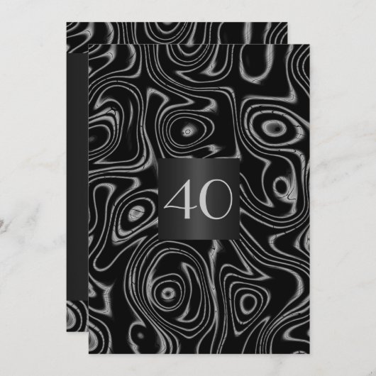 Einladung Geburtstag Abstrakte schwarze Imitate Se (Vorne/Hinten)