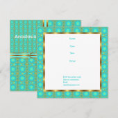 Einladung Geburtstag Aqua- und Gold-Patchwork (Vorne/Hinten)