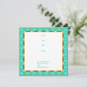 Einladung Geburtstag Aqua- und Gold-Patchwork (Stehend Vorderseite)
