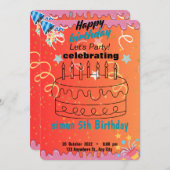 Einladung Geburtstag bunt (Vorne/Hinten)