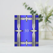Einladung Geburtstag Cobalt Blue & Silver (Stehend Vorderseite)