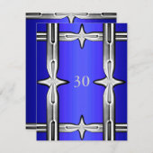 Einladung Geburtstag Cobalt Blue & Silver (Vorne/Hinten)