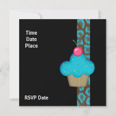 Einladung Geburtstag Girls Cupcake Blue (Rückseite)