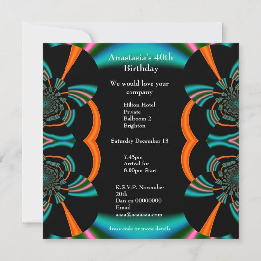 Einladung Geburtstags Abstrakte Grüne Alben (Vorderseite)