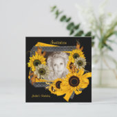 Einladung Geburtstags Foto Sonnenblumen Rahmen (Stehend Vorderseite)