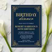 Einladung Geburtstagsessen Elegant Navy Gold 80.