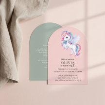 Einladung Geburtstagsfeier mit Einhorn.