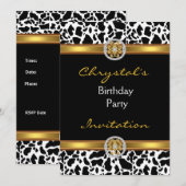 Einladung Geburtstagspartei Tierkühe Gold Juwel (Vorne/Hinten)