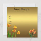 Einladung Geburtstagsparty 50. Elegante Tulips Gol (Rückseite)