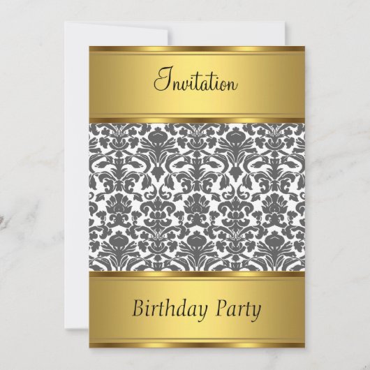 Einladung Geburtstagsparty Damask (Vorderseite)
