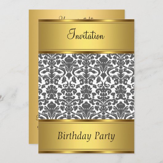 Einladung Geburtstagsparty Damask (Vorne/Hinten)