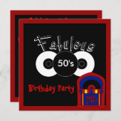 Einladung Geburtstagsparty Fabulous 50er (Vorne/Hinten)