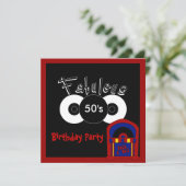 Einladung Geburtstagsparty Fabulous 50er (Stehend Vorderseite)