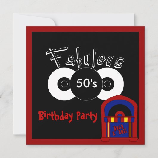 Einladung Geburtstagsparty Fabulous 50er (Vorderseite)