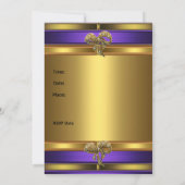 Einladung Geburtstagsparty Lila Gold Juwel Bow (Rückseite)