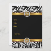 Einladung Geburtstagsparty Tier Zebra Gold Jewel (Rückseite)