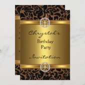Einladung Geburtstagsparty Wild Animal Gold Jewel (Vorne/Hinten)