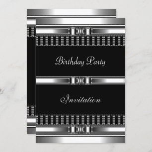 Einladung Geburtstagssilber auf schwarzem Chrome