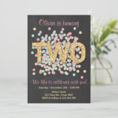 Einladung Girl Pink Gold Minze Zwei (Stehend Vorderseite)