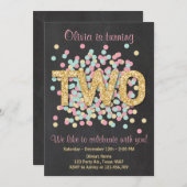 Einladung Girl Pink Gold Minze Zwei (Vorne/Hinten)