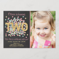 Einladung Girl Pink Gold Minze Zwei