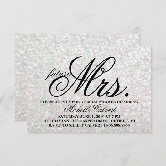 Einladung - Glit Brautparty Zukunft Frau Iridescen (Vorne/Hinten)