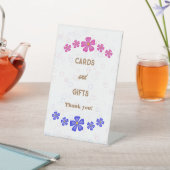 Einladung Glitzer Rosa und Blau Blumen Sockelschild (In SItu)