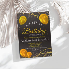 Einladung "Gold and Black Baby First Birthday"