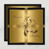 Einladung Gold Blume Abstrakt (Vorne/Hinten)