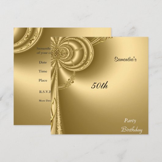 Einladung Gold Geburtstagsparty (Vorne/Hinten)