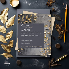 Einladung Gold Leaf Impasto Noir Flyer