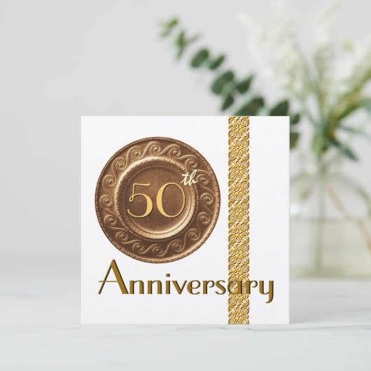 Einladung Gold Metallic Paper zum 50. Jubiläum (Stehend Vorderseite)