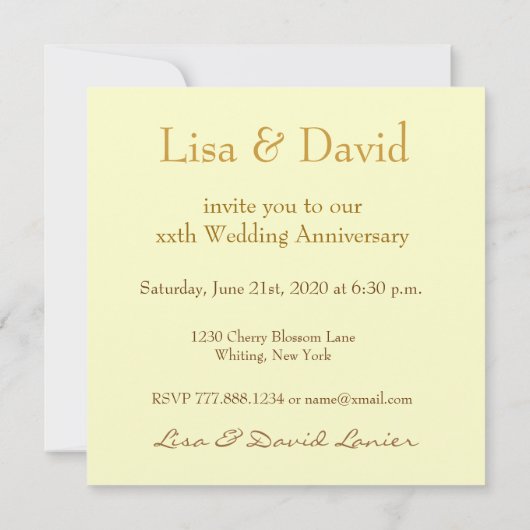 Einladung Gold Metallic Paper zum 50. Jubiläum (Rückseite)