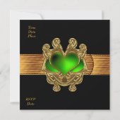 Einladung Gold Schwarz-grüner Schmuckgürtel (Rückseite)