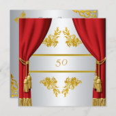 Einladung Gold Silver Roter Vorhang Geburtstag Ann (Vorne/Hinten)