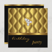 Einladung Gold Tile Trim Elegante auf dem Schwarze (Vorne/Hinten)