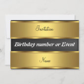 Einladung Gold und Black Birthday Party (Vorderseite)